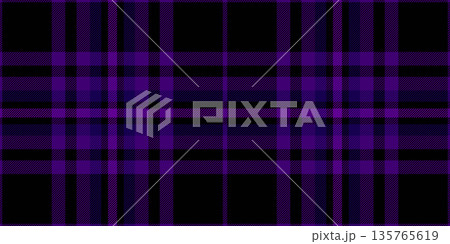 Internet tartan pattern seamless, 20s texture check background. Silky textile fabric plaid vector in black and violet colors. 135765619