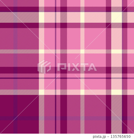 National pattern seamless background, nostalgia plaid tartan textile. Hunter fabric texture vector check in pink and light goldenrod yellow colors. National pattern seamless background, nostalgia plaid tartan textile. Hunter fabric texture vector check in pink and light goldenrod yellow colors. 135765650
