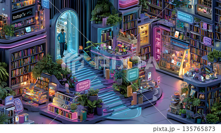 知識とテクノロジーが融合した未来型書店空間 知識とテクノロジーが融合した未来型書店空間 135765873