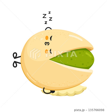 Pistachio cartoon character sleeping dreaming peacefully 135766098