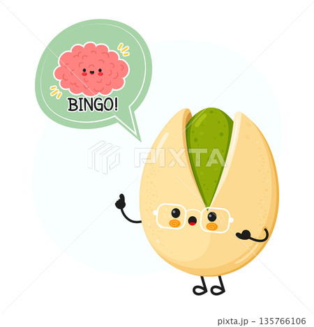 Pistachio character thinking a solution with cute brain Pistachio character thinking a solution with cute brain 135766106