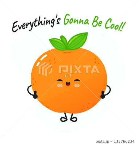 Cute orange fruit cartoon character giving thumbs up Cute orange fruit cartoon character giving thumbs up 135766234