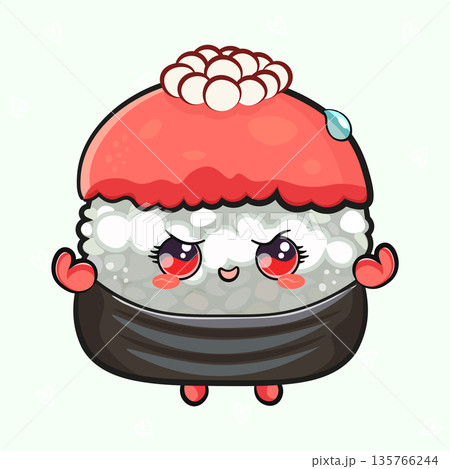 Cute sushi roll character getting angry cartoon Cute sushi roll character getting angry cartoon 135766244