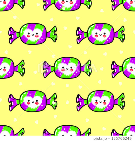 Cute candy seamless pattern with colorful striped hearts Cute candy seamless pattern with colorful striped hearts 135766249