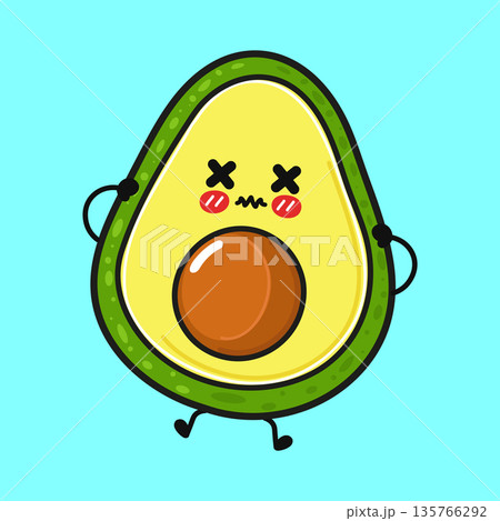 Cute dizzy avocado character feeling sick and nauseous 135766292