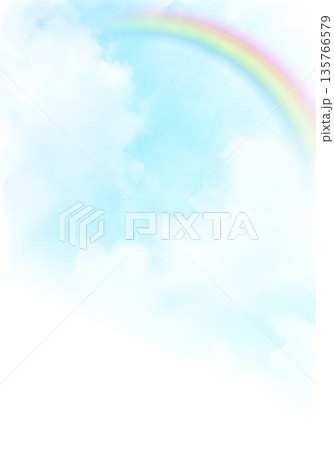 青のパステル画の雲の背景と虹 青のパステル画の雲の背景と虹 135766579