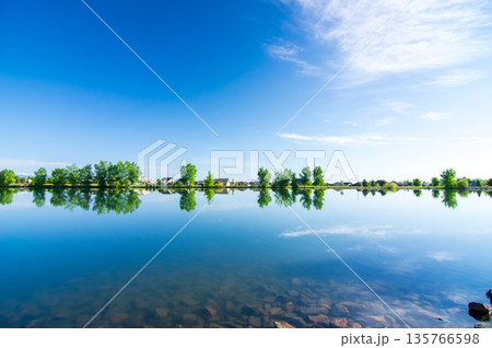爽やかな風景《青空と水辺の緑》 135766598