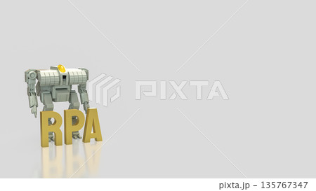 Robotic Process Automation Technology Concept with Industrial Robot 3d render. 135767347
