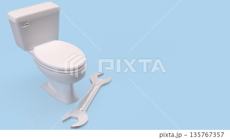 Bathroom Toilet Repair And Plumbing Maintenance Concept Background 3d render. Bathroom Toilet Repair And Plumbing Maintenance Concept Background 3d render. 135767357