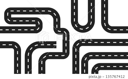 an illustration of a road with a number of different paths an illustration of a road with a number of different paths 135767412