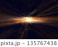 プレゼン用背景 ワープする宇宙空間の抽象CG背景（光と星の放射） 135767438
