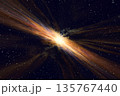 プレゼン用背景 ワープする宇宙空間の抽象CG背景（光と星の放射） 135767440