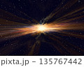 プレゼン用背景 ワープする宇宙空間の抽象CG背景（光と星の放射） 135767442