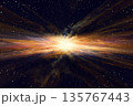 プレゼン用背景 ワープする宇宙空間の抽象CG背景（光と星の放射） 135767443
