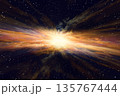 プレゼン用背景 ワープする宇宙空間の抽象CG背景（光と星の放射） 135767444