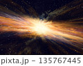 プレゼン用背景 ワープする宇宙空間の抽象CG背景（光と星の放射） 135767445