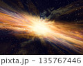 プレゼン用背景 ワープする宇宙空間の抽象CG背景（光と星の放射） 135767446