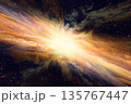 プレゼン用背景 ワープする宇宙空間の抽象CG背景（光と星の放射） 135767447