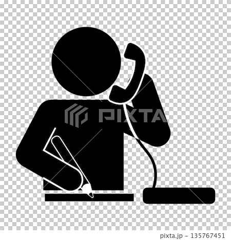 電話で問い合わせする人のピクトグラム 電話で問い合わせする人のピクトグラム 135767451