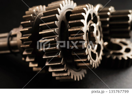 Metal gear wheel engine car and bike, mechanic industry. 135767799