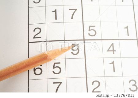 Sudoku puzzle, game to play for keep you brain younger for developing Alzheimer disease in senior patient. Sudoku puzzle, game to play for keep you brain younger for developing Alzheimer disease in senior patient. 135767813