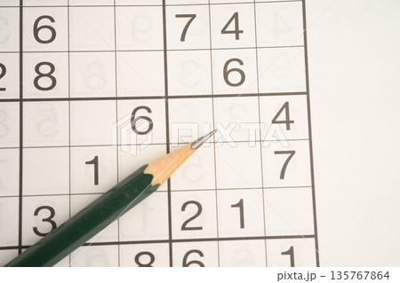 Sudoku puzzle, game to play for keep you brain younger for developing Alzheimer disease in senior patient. 135767864