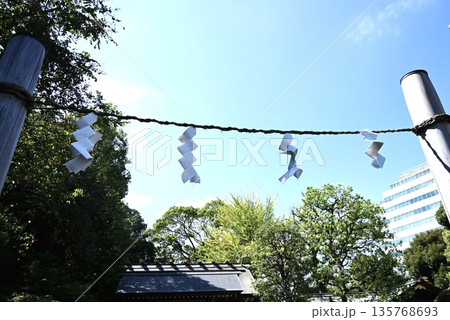 神社の紙垂(シデ)・しめ縄 神社の紙垂(シデ)・しめ縄 135768693