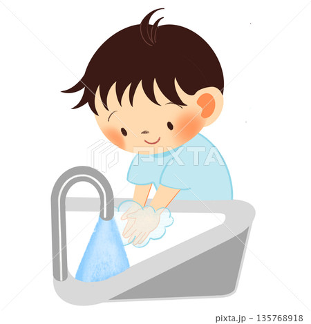 子どもの生活習慣イラスト｜手を洗う 135768918