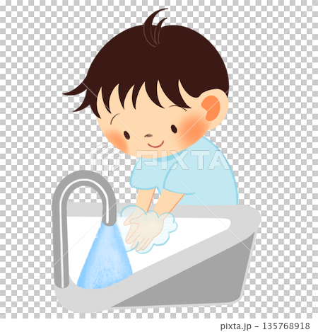 子どもの生活習慣イラスト｜手を洗う 135768918