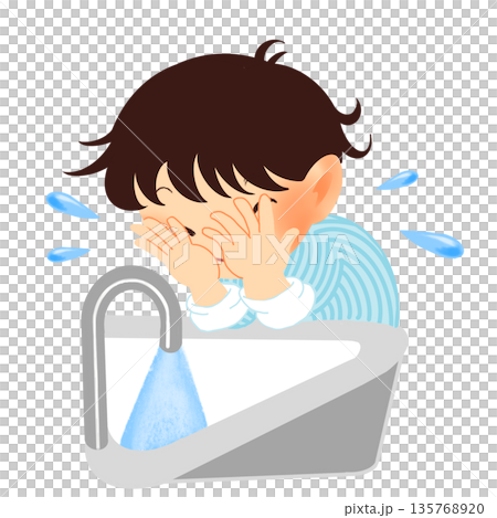 兒童生活插畫 | 洗臉 135768920