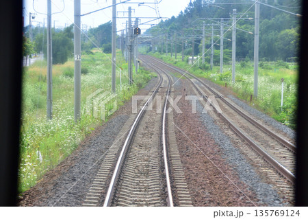 JR北海道函館本線の江別駅から森林公園駅までの普通列車車窓風景(2023年夏曇り空) JR北海道函館本線の江別駅から森林公園駅までの普通列車車窓風景(2023年夏曇り空) 135769124