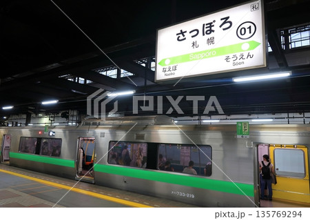 JR北海道函館本線　森林公園駅から札幌駅までの普通列車車窓風景(2023年夏曇り空) 135769294