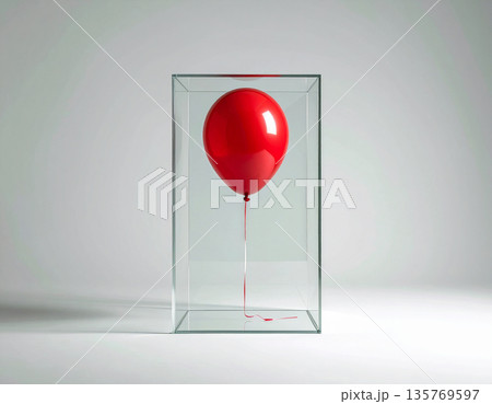 Red Balloon in Glass Box Red Balloon in Glass Box 135769597