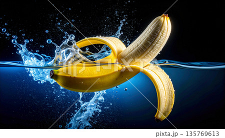 Banana Splash in Water 135769613