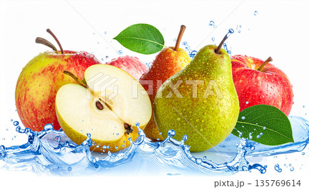 Mixed Fruits Splashing Water Mixed Fruits Splashing Water 135769614