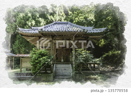 水彩画風 岩神寺 本堂 兵庫県淡路市 水彩画風 岩神寺 本堂 兵庫県淡路市 135770558