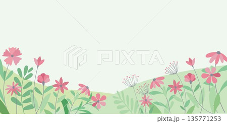 春の優しい色使いのオシャレな植物やお花のイラスト素材 春の優しい色使いのオシャレな植物やお花のイラスト素材 135771253