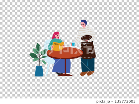 Woman placing an order in a cafe 135772003