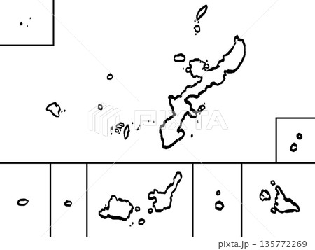 沖縄県地図のイラスト (筆タッチ) シンプル 沖縄県地図のイラスト (筆タッチ) シンプル 135772269