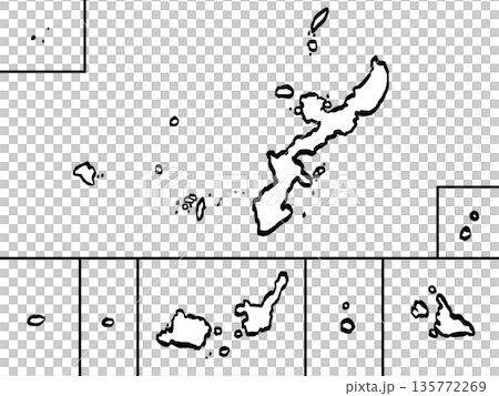 沖縄県地図のイラスト (筆タッチ) シンプル 沖縄県地図のイラスト (筆タッチ) シンプル 135772269