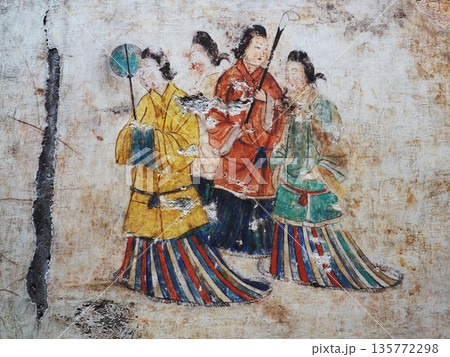 奈良県 高松塚壁画館 西壁 女子群像(模写) 奈良県 高松塚壁画館 西壁 女子群像(模写) 135772298