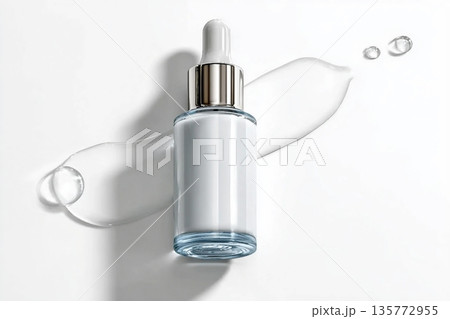 liquid aqua serum lotion dropper of beauty cosmetic skincare, product branding on white background liquid aqua serum lotion dropper of beauty cosmetic skincare, product branding on white background 135772955