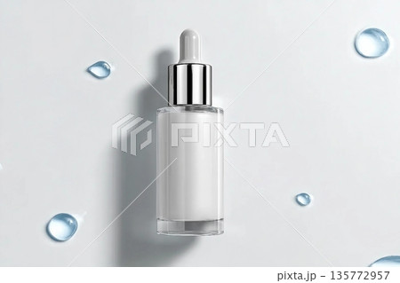 liquid aqua serum lotion dropper of beauty cosmetic skincare, product branding on white background 135772957