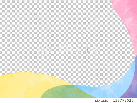 簡潔的背景，帶有曲線、邊框和水彩色彩 135773029