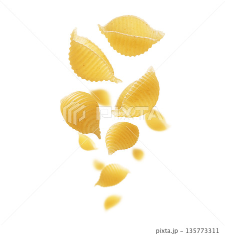 Italian pasta in the shape of a heart on a white background Italian pasta in the shape of a heart on a white background 135773311