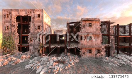 荒廃した街の風景 荒廃した街の風景 135773476