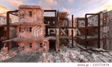 荒廃した街の風景 荒廃した街の風景 135773479
