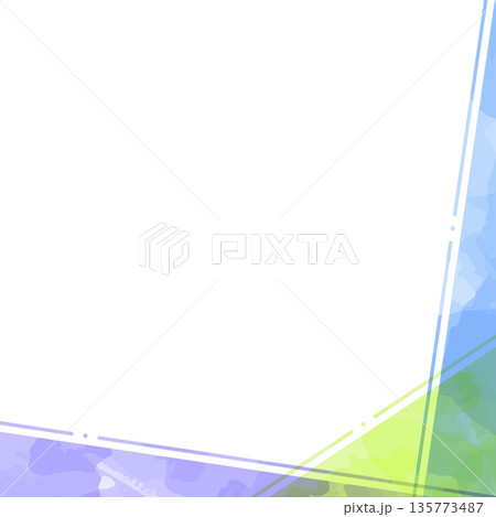 シンプルなデザインのフレーム、背景、水彩カラー、正方形サイズ 135773487