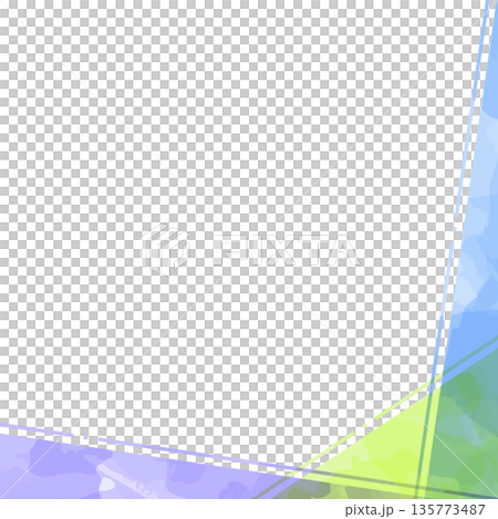 シンプルなデザインのフレーム、背景、水彩カラー、正方形サイズ 135773487