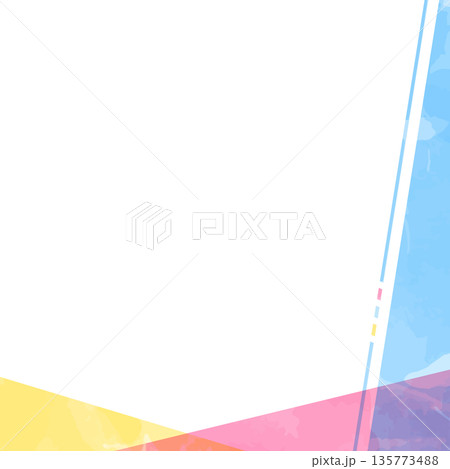 シンプルなデザインのフレーム、背景、水彩カラー、正方形サイズ 135773488